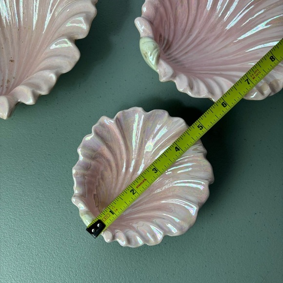 Vintage 80's Trinket Dish Soap Beach Pink Iridescent Pearlescent Seashells 3 pc - Picture 10 of 10